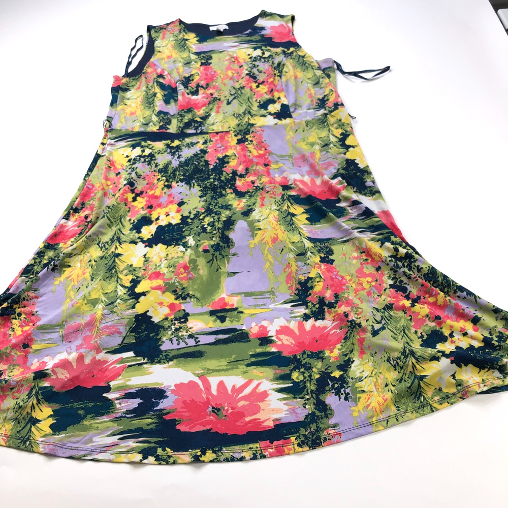 Charter Club Plus 1X A-Line Abstract All Over Print Midi Calf Length Dress